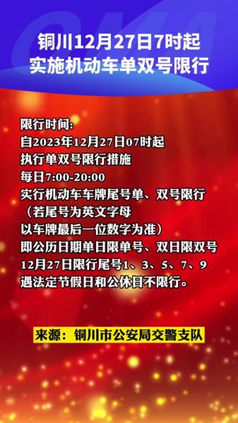 铜川限号不限号