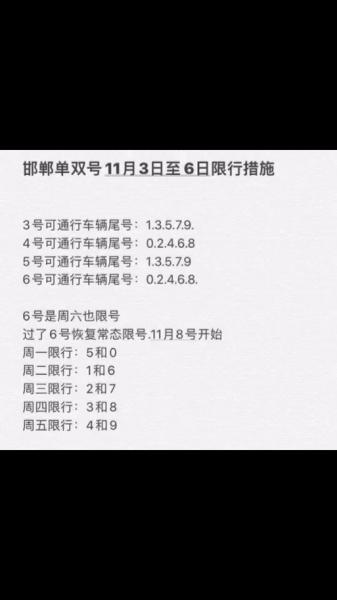 邯郸魏县今天限什么车号