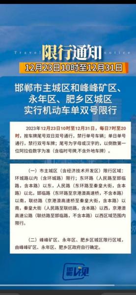 邯郸今天限什么号