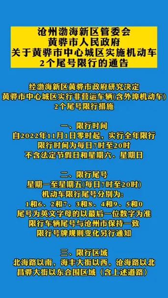 沧州黄骅市今天限什么车牌号?