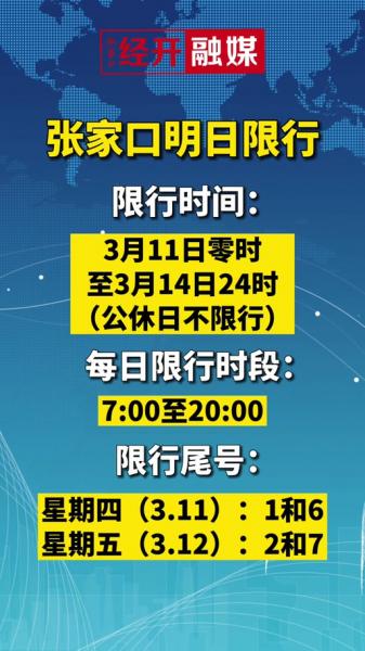 张家口每天限号从早上到晚上几点